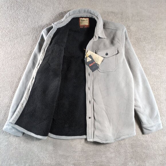 Hawke & Co Outfitters Mens XL Sherpa Fleece Lined Shacket Gray Workwear Winter - Picture 7 of 10
